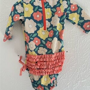 Ruffle Butts Colorful Floral Baby Swimsuit